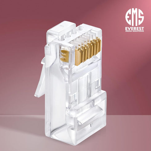 Everest Media Solutions RJ45 Cat6/6a Pass Through Connectors, 200 Pcs for Thick 23 AWG UTP Network Cable