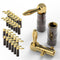 FosPower Right Angle Banana Plugs (12 Pairs / 24 pcs), 24K Gold Plated Closed Screw Speaker Plug Connectors