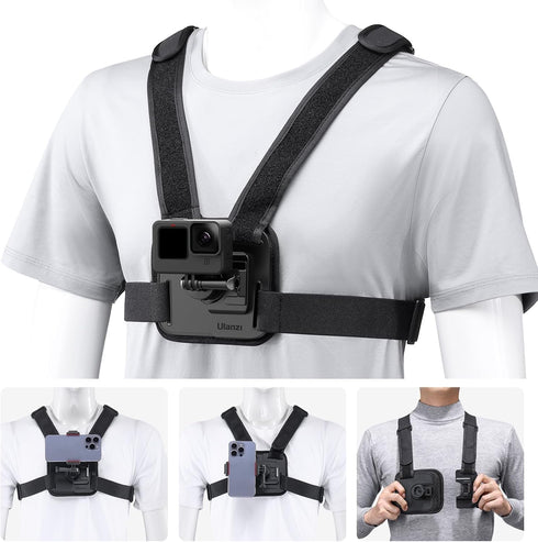 ULANZI CM028 Adjustable Chest Mount Harness with Vertical/Horizontal Switching for GoPro DJI Insta360 Action Cameras -
