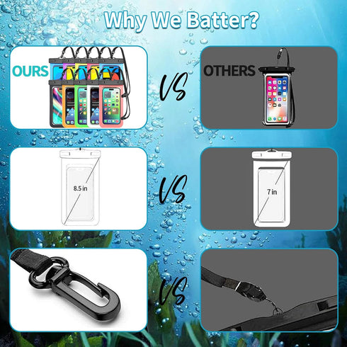 4 Pack Multicolor Universal Waterproof Phone Pouch, Large Dry Bag for Apple iPhone, Samsung, up to 7.5"