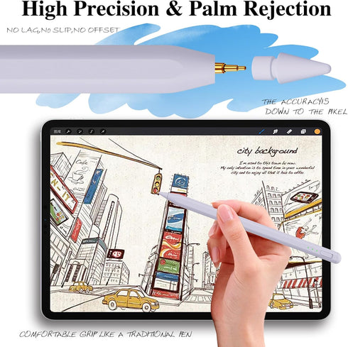 Stylus Pen for iPad 10&9th Gen, 14 Mins Faster Charge, Pencil Holder, Palm Rejection, Tilt Sensitivity for iPad Pro