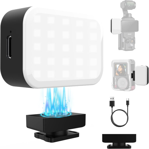 ITOTIN Magnetic Mini LED Light for DJI Osmo Pocket 3, Action Cameras Rechargeable