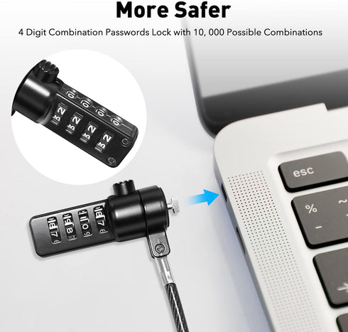 AboveTEK iPad Lock Security Cable - 6Ft Keyless 4 Digit Combination Tablet Lock Kit for Retail Store