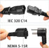 C14 to 5-15R Power Cord - IEC320 C14 to NEMA 5-15R Power Extension Cable, 1ft Standard Computer Power Adapter