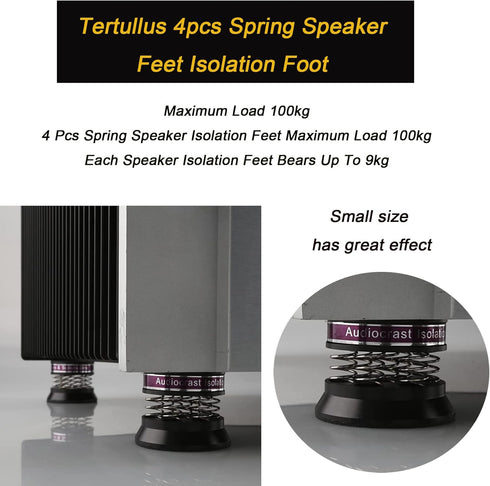 Tertullus 4pcs Spring Speaker Feet Isolation Foot, Hifi Aluminum Shock Absorber Pads, Black