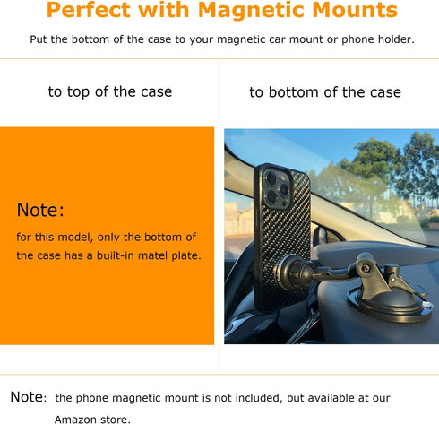 molzar Grip Series Case for iPhone 14 Pro, Real Weave Carbon Fiber, Built-in Metal Plate for Magnetic Mount