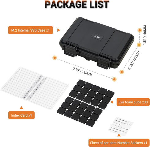 High Capacity 24 Slots M.2 Case, Sturdy NVMe SSD Card Holder with Label & Notepaper, Water-Resistant