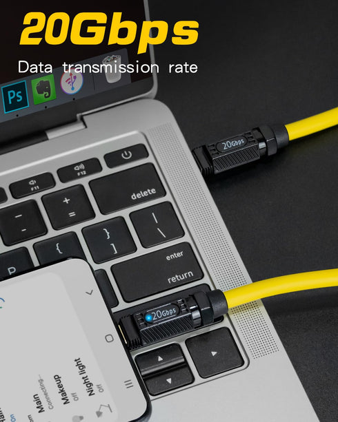 Poyiccot Short USB C to USB C Cable 6inch, 140W Short Cable, 20Gbps with LED Light, 8K@60Hz for Thunderbolt 3