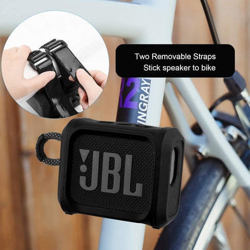 TXesign Silicone Case Cover for JBL Go 3 Portable Speaker with Removable Strap (Black)