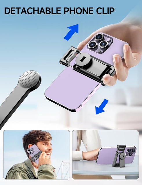 42" Selfie Stick Tripod with Fill Light, Extendable Phone Tripod Stand with Detachable Remote & Phone Holder