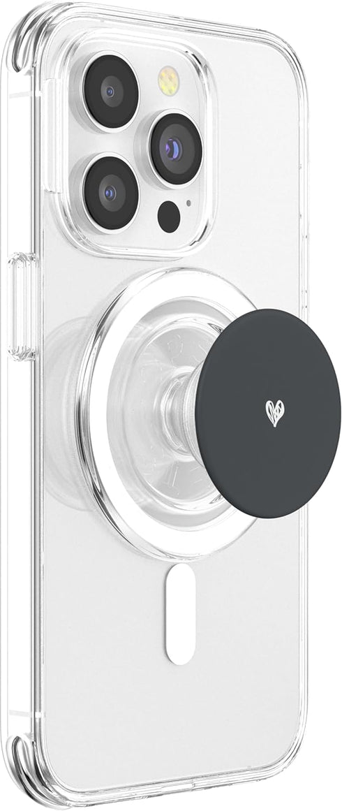Hand Drawn Heart Design Cute Anthracite Heart Love Minimalist PopSockets PopGrip for MagSafe