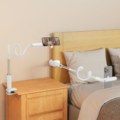HIYJEN 16 15 14 13 4-7" Gooseneck Phone Holder for Bed Laying Down with Clamp, Flexible Arm Overhead Phone Mount