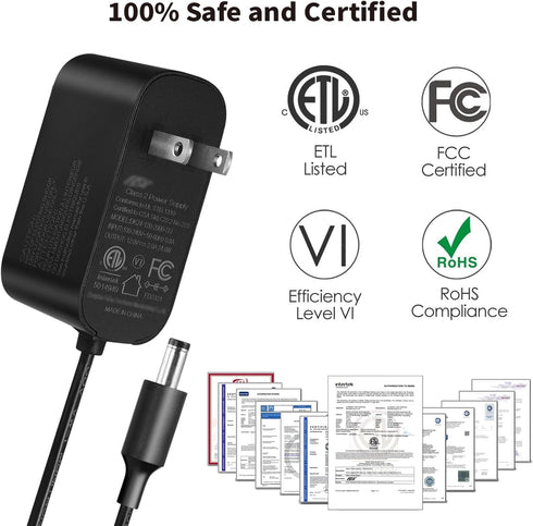 Tonton 12V 2A 6Ft 24W 100-240V 8Tips 12Volt 2A 1.8A 1.5A 1.2A 1A 0.5A Power Supply Adapter, Universal Charger AC