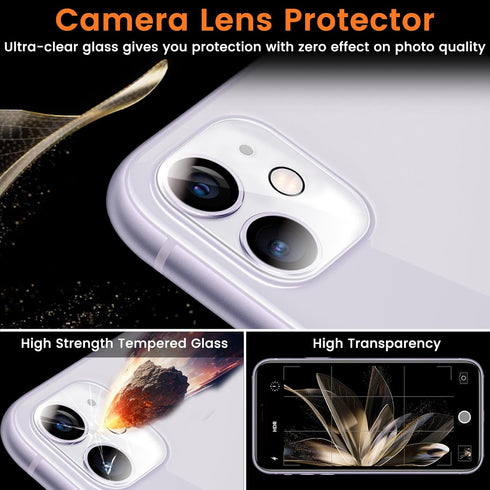 iPhone 11 Privacy Screen Protector 3+3 Pack, Anti-Spy Tempered Glass, 9H Hardness, Bubble-Free, Case Friendly, Camera