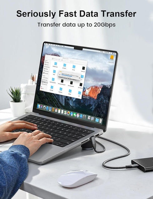 XAOSUN USB C to USB C Cable, Right Angle USB C 3.2 Gen 2 Cable 20Gbps USB Type C Data Transfer 4K Video Cable 90 Degree