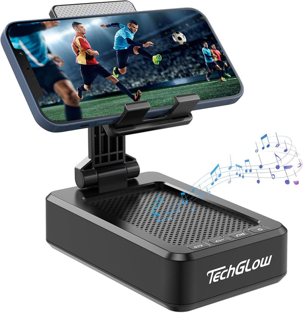 Gifts for Men Foldable Cellphone Stand with Bluetooth Speaker, Wireless Speaker with Phone Holder, Birthday Gift Idea