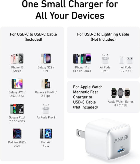 Anker Nano Charger, 2-Pack 20W Compact Fast Charger with PowerIQ Technology for iPhone and More
