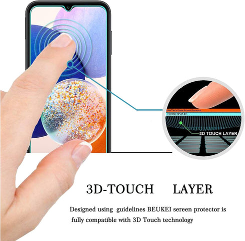 beukei (3 Pack) Compatible for Samsung Galaxy A14 5G / Galaxy A14 Screen Protector Tempered Glass, Touch Sensitive,Case Friendly, 9H Hardness