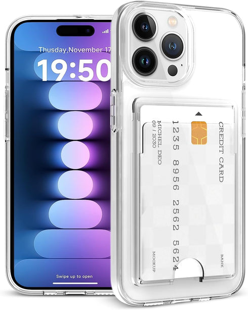 Gukalong Wallet Case for iPhone 15 Pro Max, Heavy Duty Protection, Anti-Yellow Clear Case with Credit Card Holder, ID