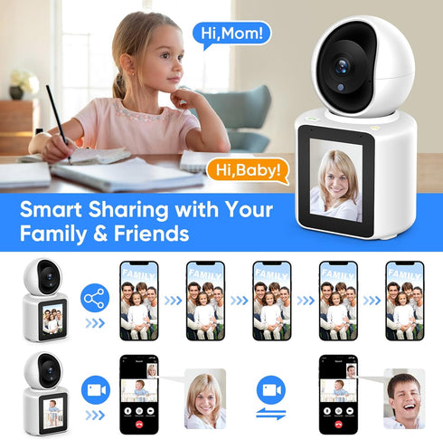 MYPIN 2K 360 Two-Way Video/Audio Indoor Camera, Child/Elder/Dog/Pet Camera with Phone App& Degrees Pan Tilt, Night