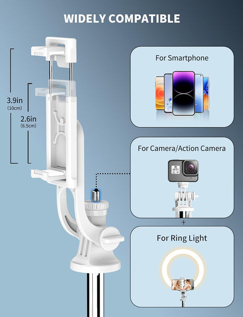 SelfieShow 71" 17/16/15/14/13 Cell Phone Selfie Stick Tripod, Smartphone Tripod Stand with Remote, Extendable Travel