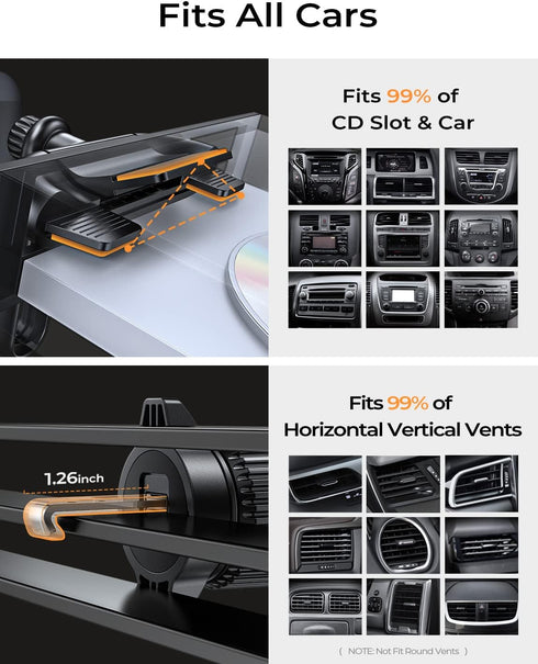 LISEN CD Slot Phone Holder, Adjustable CD Phone Holder for Car, Ultra Sturdy Vent Cell Phone Mount for iPhone 15 Pro