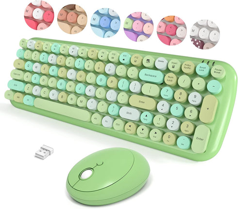 MOFII Wireless Keyboard and Mouse Combo, 2.4GHz Retro Typewriter Keyboard and Cute Mouse for Windows