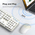Wireless Keyboard and Mouse Combo, 104 Keys Full-Sized Typewriter Keyboard, 2.4 GHz USB Receiver, Cremy White