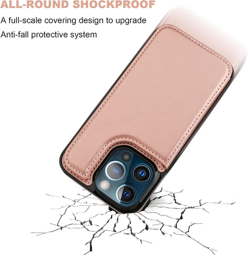 ONETOP Compatible with iPhone 13 Pro Max Wallet Case, PU Leather Kickstand Card Holder, Magnetic Shockproof Cover