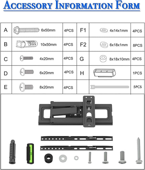 DESIGNSCAPE3D 32-65" 400 400, 35 -10~10 Adjustable TV Stand Mount, VESA * KG Capacity, Tilt