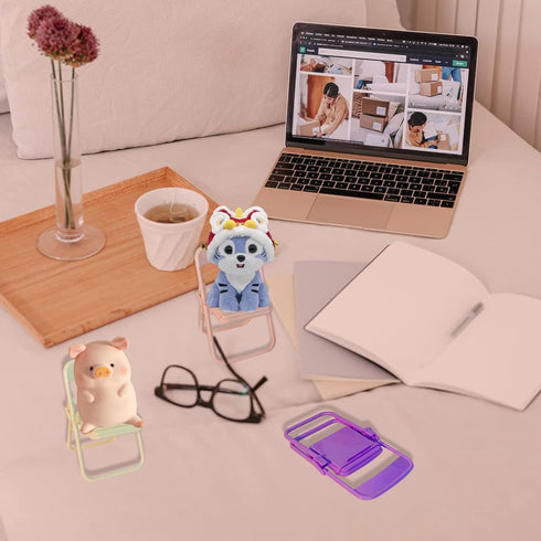 4Pcs Foldable Desktop Chair Cell Phone Stand, Multifunction Mobile Phone Holder Lazy Phone Stand