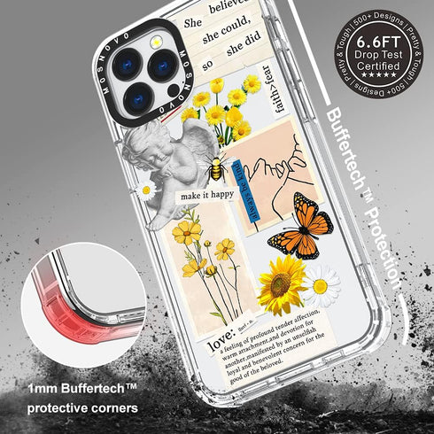MOSNOVO iPhone 13 Pro Max Case, Clear TPU Bumper Phone Case with Military-Grade Drop Protection - Vintage Collage Art