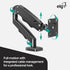 ELG 17-35" 4.4-19.8 lbs, Grommet, 75x75mm 100x100mm, Full Motion Gas Spring Single Monitor Desk Mount with Swivel, Tilt