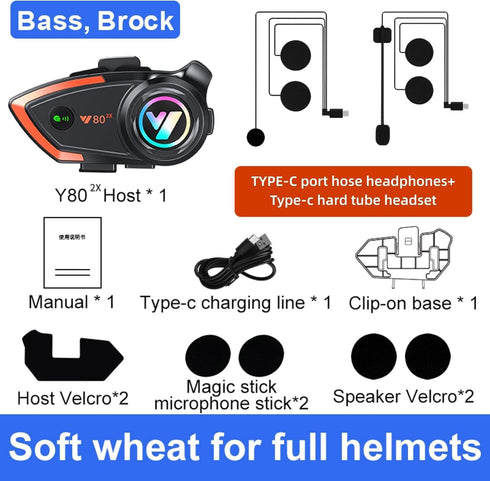 Motorcycle Helmet Bluetooth Headset, 500m Bluetooth Intercom for 2 Riders, CVC Noise Sound Quality Speakers for Riding,