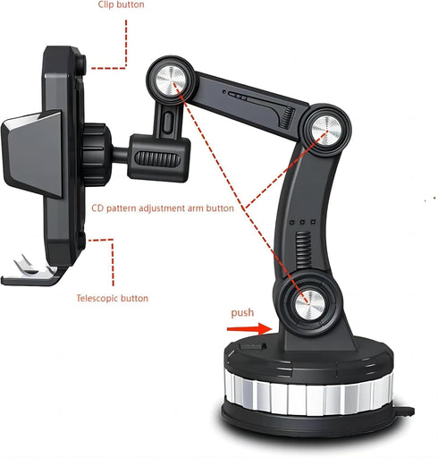 Car Phone Mount - Versatile Dashboard Suction Phone Holder, Universal Fit for Trucks and Cars, Black