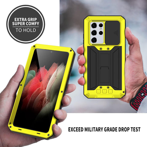 MIYI Samsung Galaxy S21 Ultra Case, Heavy Duty Aluminum Metal Gorilla Glass Waterproof Shockproof Protector Cover