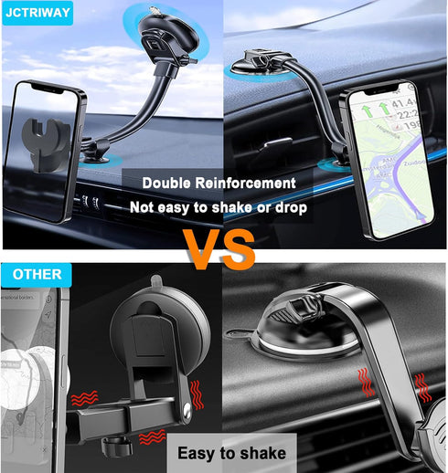 Car Phone Mount for Collapsible Grip/Socket Mount User, Windshield/Dashboard/Vent Holder with Strong Suction Cup,