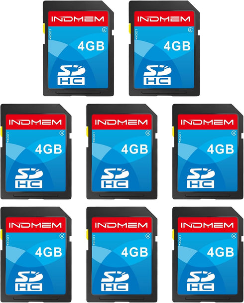 INDMEM SD Card 4GB, 8 Packs Class 4 Flash Memory Card, MLC Standard Secure Digital Cards for Camera