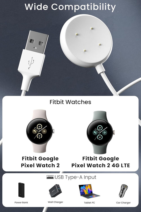 Replacement Pixel Watch Charger for Google Pixel Watch 2 Smartwatch Charging Cable Station Stand - 3.3ft(1m)