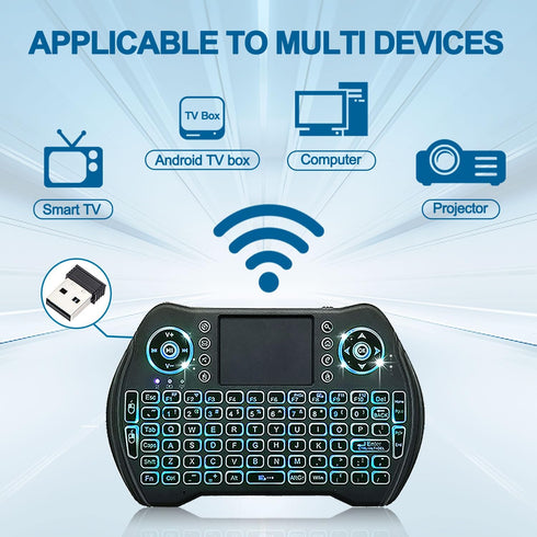 EASYTONE Mini Wireless Backlit Keyboard Touchpad Mouse Combo with Rechargeable Battery for Android TV, Smart TV, PC