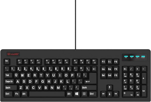 New 104-Key Large Print USB Wired Keyboard, 7ft, Spill-Resistant, Sleek Black for Laptop, Mac, TV, and Computer