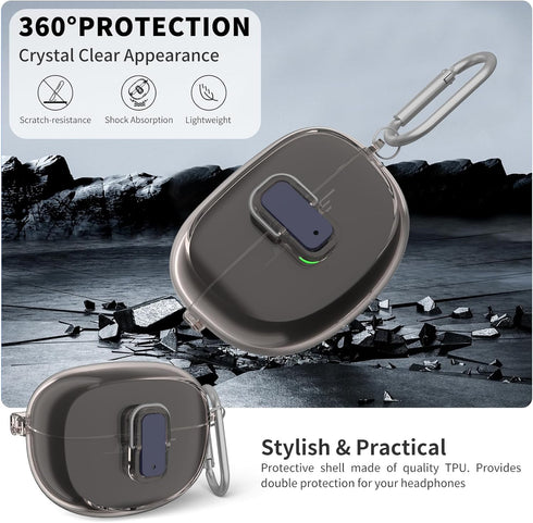 TUDIOW Clear TPU Shockproof Case for Bose Ultra Open Earbuds (2024), with Lanyard & Keychain - Clear Grey