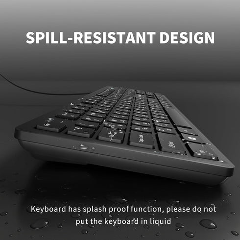 MIKUSO Fade-Proof Lettering Wired Keyboard Full Size - USB Office Keyboard with not Fading Keys,Silicone Anti Slip