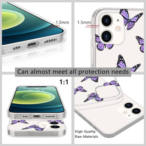Idocolors Cute Butterfly Case for iPhone 7/iPhone 8 - Clear Soft Bumper TPU Ultra Slim Shockproof Design, Girly Purple
