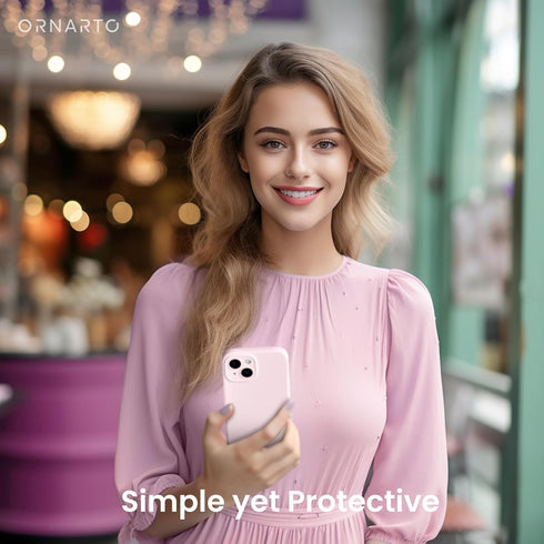 ORNARTO iPhone 15 Case - Pink Shockproof Waterproof Liquid Silicone with Screen Protectors, Full Cover for 6.1 inch.
