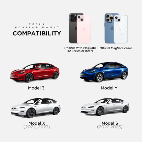 Compatible MagSafe Car Mount Charger, Foldable Dashboard Magnetic Wireless Charger for Tesla Model 3/Y