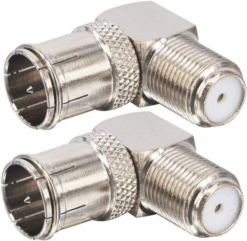 F Male to Female Right Angle Coax Connectors Type F Adapters Push on Coaxial Quick Connect RG6 for Wall Mounted TV,