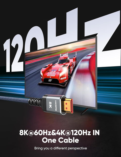8K 2.1 3.3FT/1M 2-Pack, 48Gbps Cord-4K120 144Hz 8K60Hz 3090 HDR10 4:4:4 2.2&2.3 Highwings HDMI Cable High Speed HDMI
