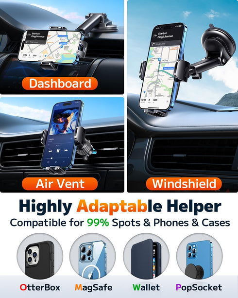 Qifutan 3 1 Dash Mounted Phone Holders for Your Car Dash Phone Mount for Car Dashboard Air Vent Multi-Mount in Vehicle