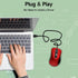 memzuoix Wired Mouse - Pomegranate Red USB Computer Mouse, 1200 DPI, Ergonomic Design, 5 Buttons, 5FT Cord